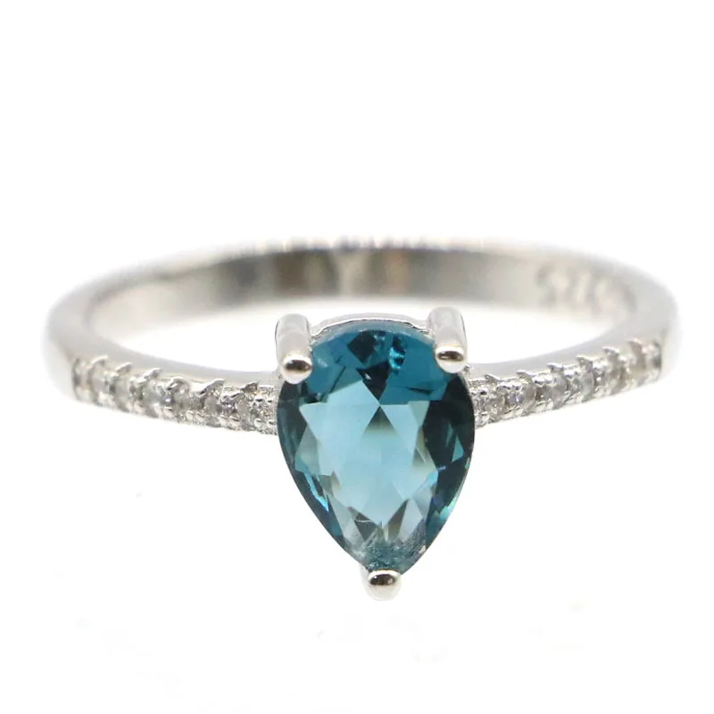 Buy 3 Get 1 Free 8x6mm Jazaz Luxury 2.0g London Blue Topaz CZ Gift For Ladies 925 Solid Sterling Silver Rings