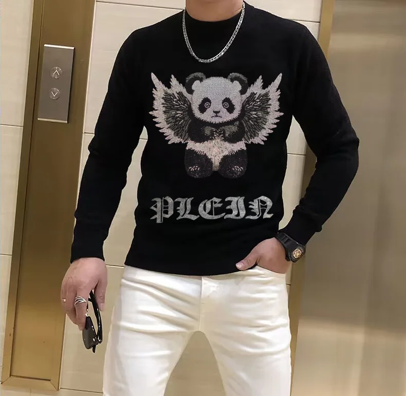 

Hot Sale Rhinestone Pullover 2024 brand Men Sweater High Quality Casual Long Sleeved Brand Men's Sweaters