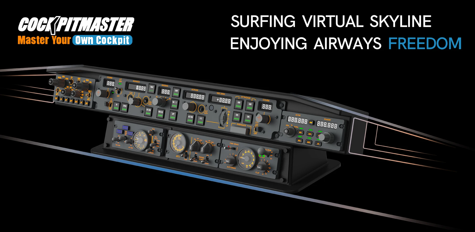 Panel de vuelo COCKPITMASTER Boeing 737NG MCP - Réplica a escala completa, USB Plug & Play, Compatible con PC/MSFS/X-Plane