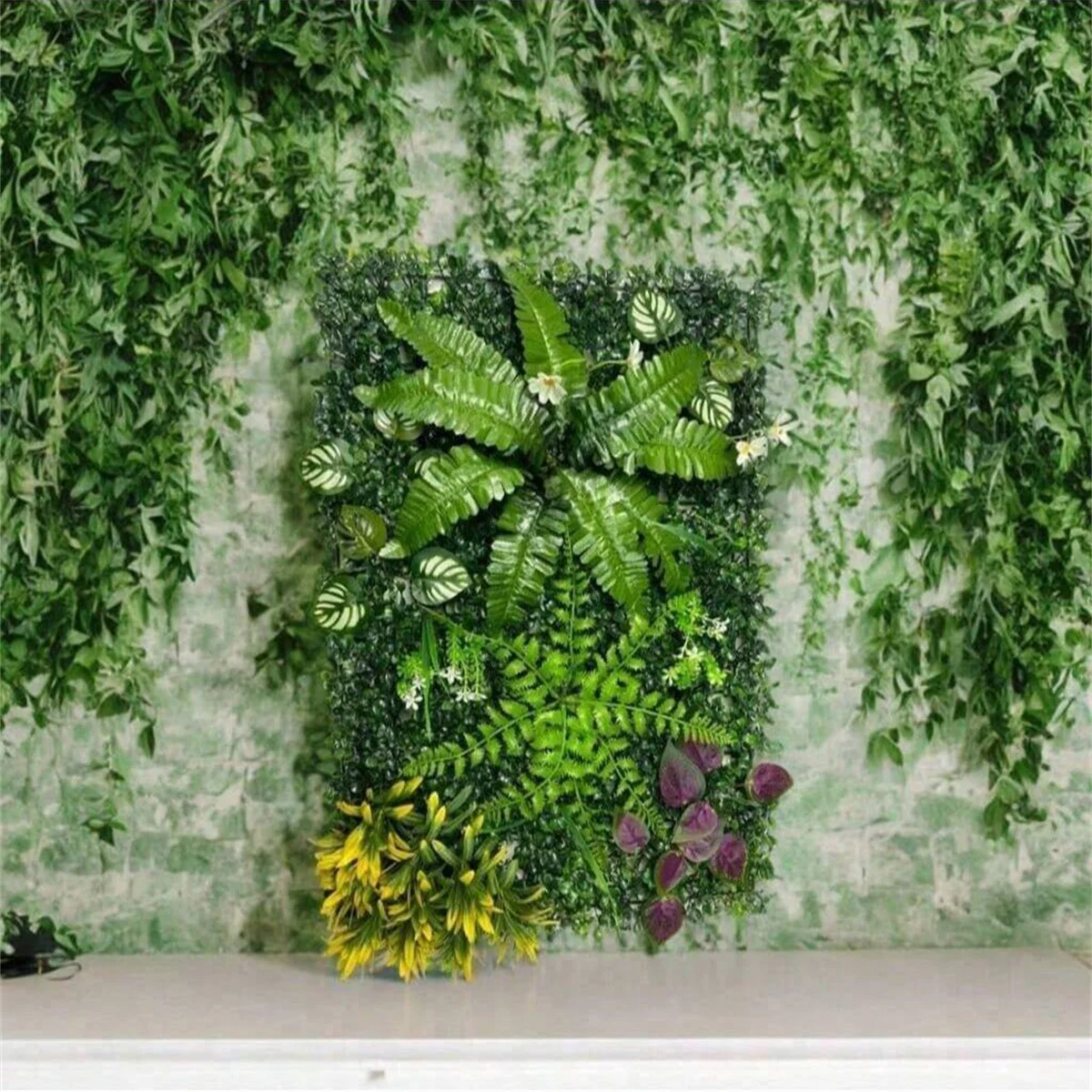 Künstliche Pflanzenwand, grüne Pflanzenwand für Zuhause, Hintergrund, Wand, Tür, Dekoration, Pflanze, Rasen, Wand, Gras, Haustür, Party-Dekoration – Detail 2
