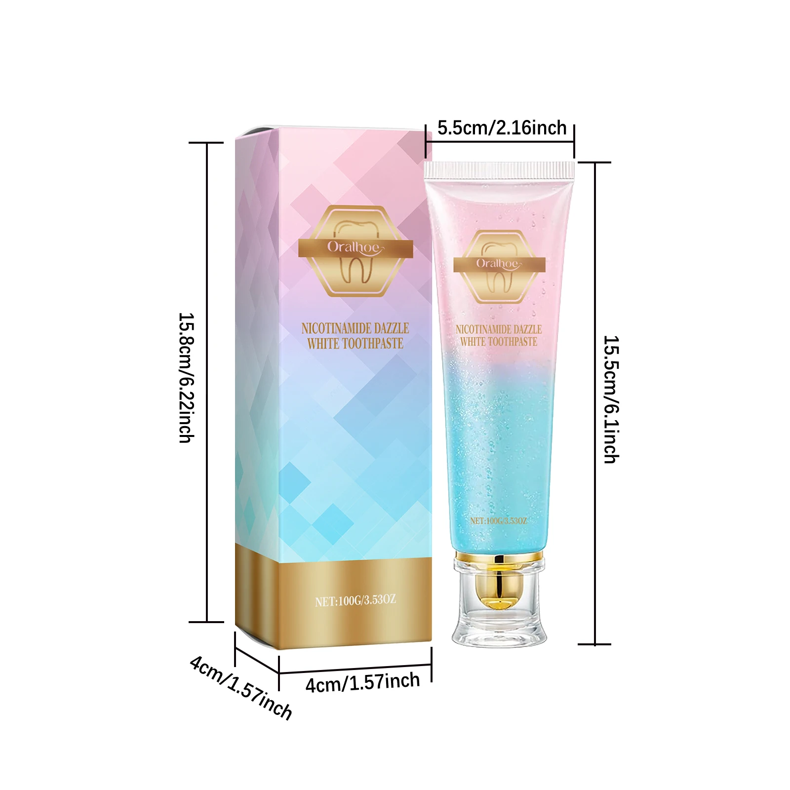 معجون أسنان من أورالهو نيكوتيناميد يزيل البقع العنيدة ويقلل لوحة الجير خفيفة تعزز صحة الأسنان معجون أسنان بالنعناع