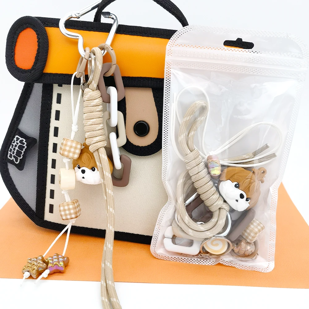 DIY Cute Bag Charm Keychains Keyring Mobile Phone Hanging Chain Bead Strap Bracelet Gift Accessories Kit