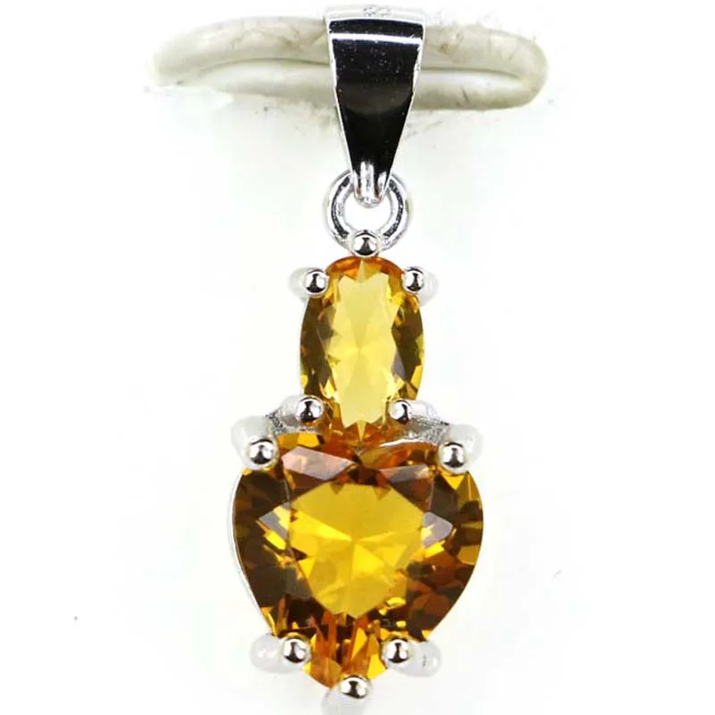 

22x8mm SheType 2.0g Heart Shape Pink Tourmaline Citrine Green Emerald Real 925 Solid Sterling Silver Pendant