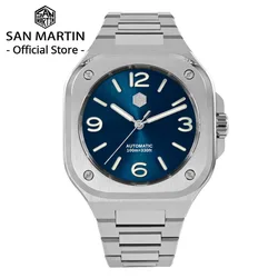 San Martin 40mm Classic Luxury Sport Watch Distinctive Square Case Stainless Steel Men Watch Automatic Mechanical 10 Bar SN0074