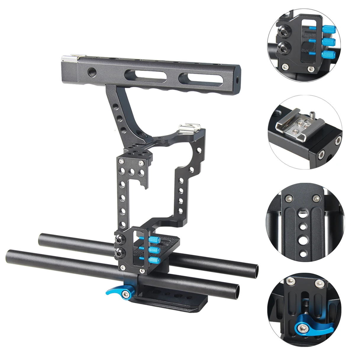 YELANGU C5 Camera Cage for Panasoinc GH4 for Sony A7S A7 A7R A72 A7RII A7SII A6000 A6500 A6300 with Cold Shoe Mount Top Handle