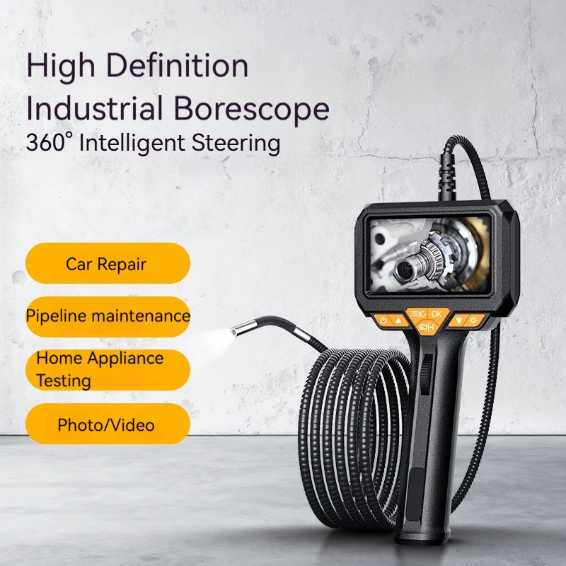 Articulating Borescope with 180° Two-Way Steering-1080P HD 4.3