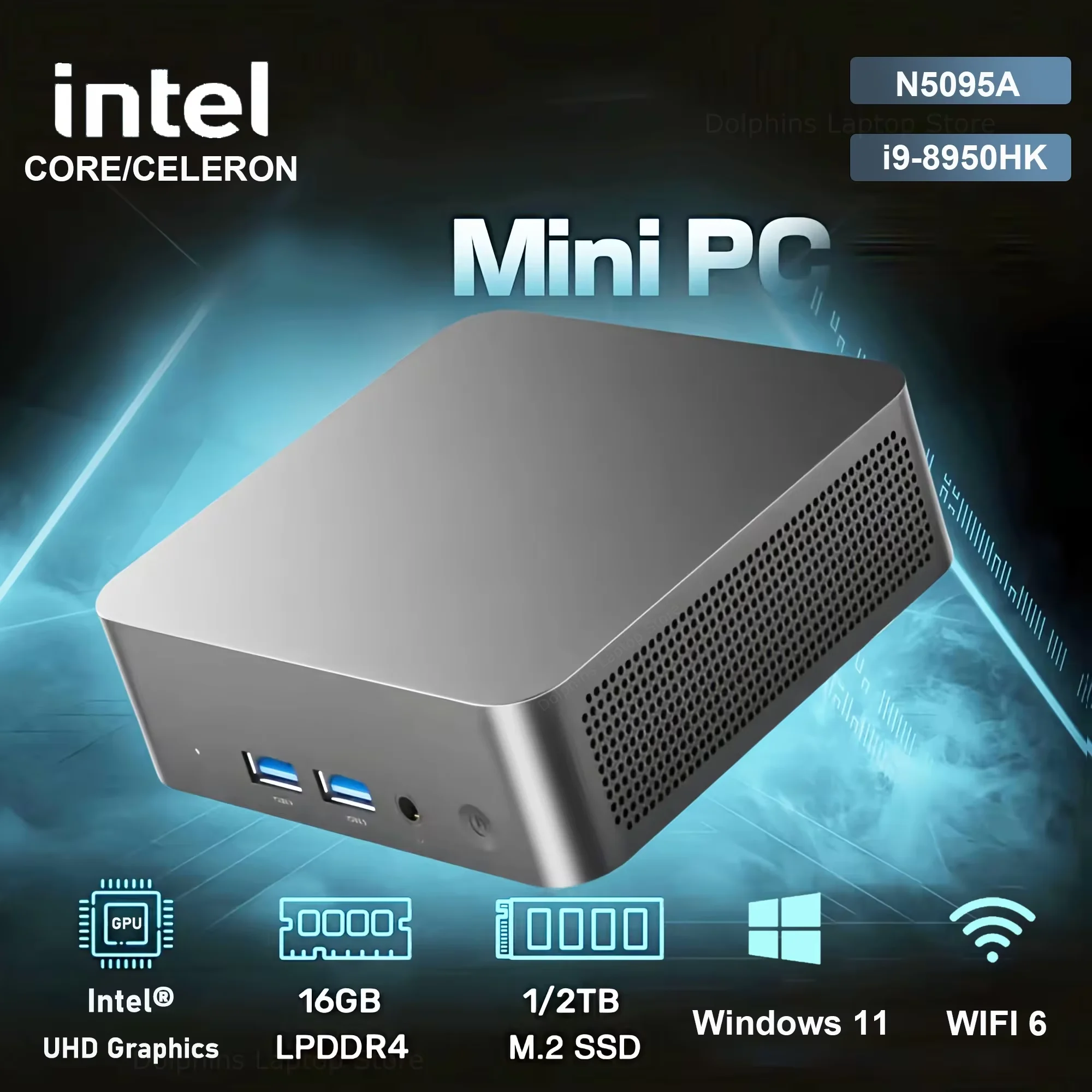 Intel Core n5095a/i9-8950hk Gaming Mini-PC Windows 11 Pro 16GB DDR4 1TB 2TB m.2 SSD UHD-Grafik 1000 MBit/s Ethernet Mini-PC