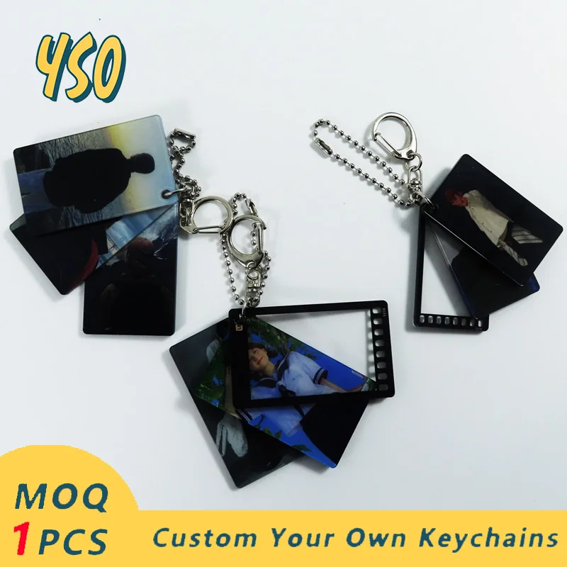 YSO Acrylic Custom Shaker Keychain Friend Family Member Couple Child Star Kpop Charms High Quality Hot Sale Diamond Cutting