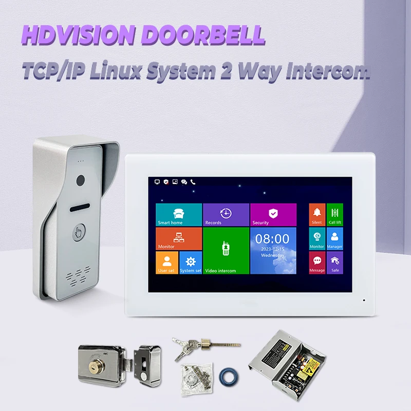 

Hot Sale IP Digital 1080P HD 7 Inch Smart Doorbell IR Camera Night Vision Door Phone Video Intercom