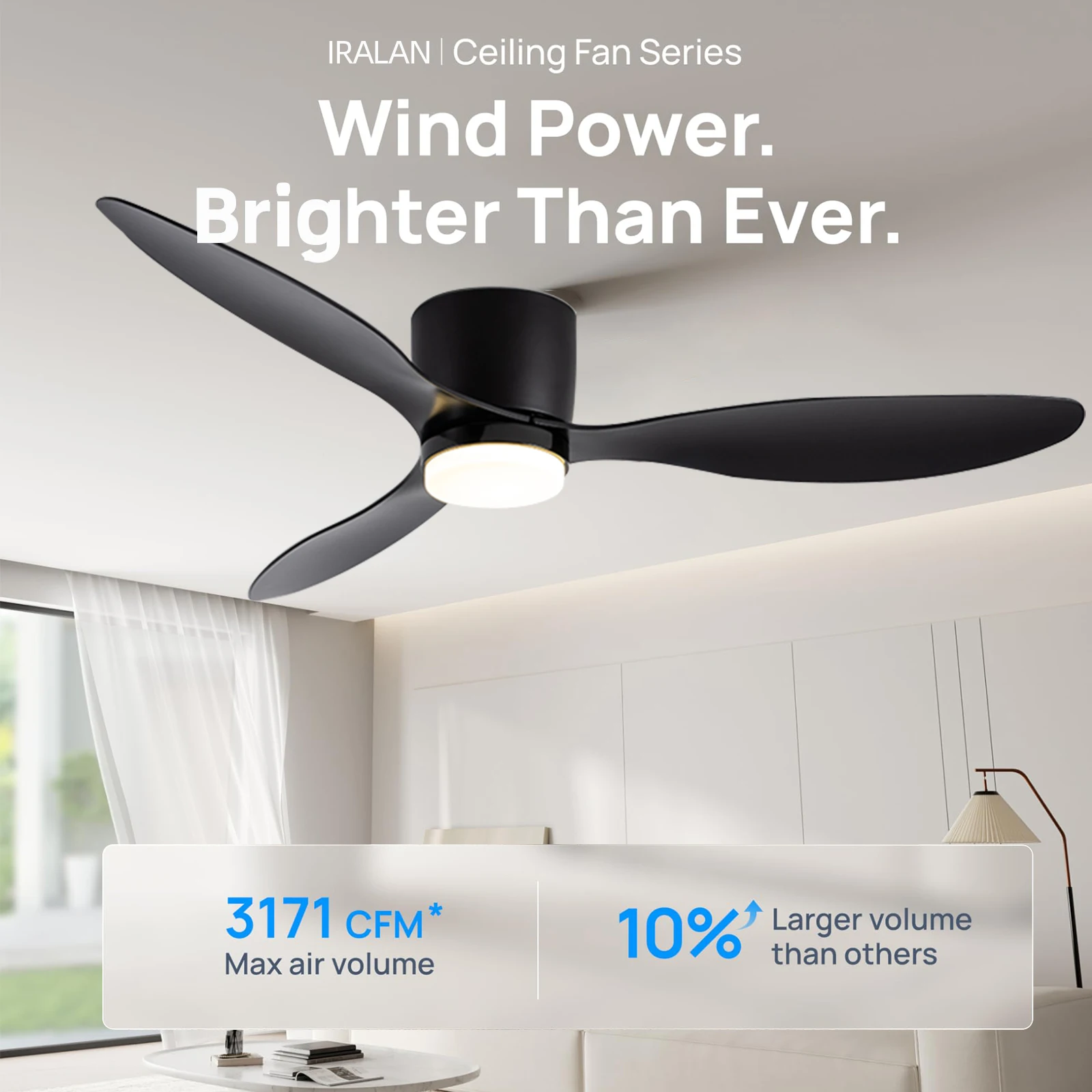 IRALAN silent and powerful ceiling fan 6-speed smart dimming LED Ceiling fan lighting bedroom room lamps Living room lights