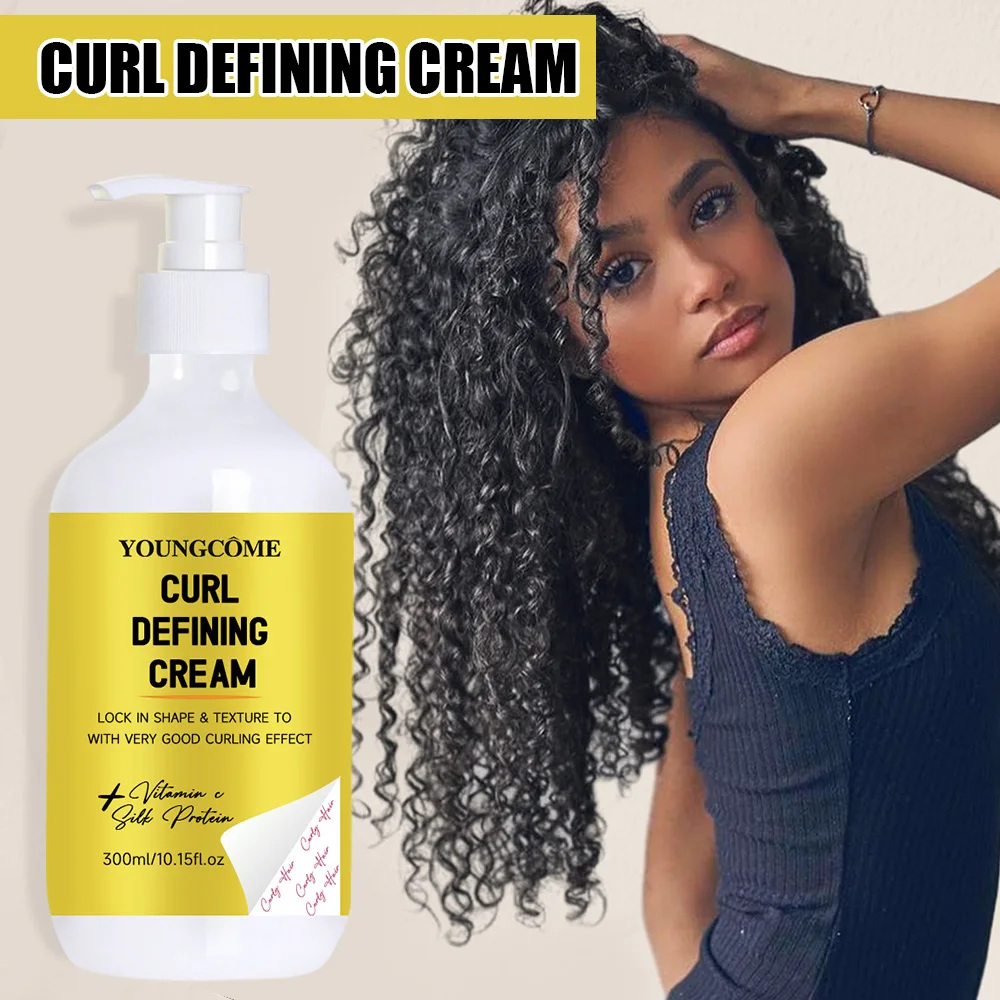Curl Styling Cream with Elastin & Nourishing Oils – Define Curls, Reduce Frizz, Repair Damaged Hair for Healthy Bouncy Waves