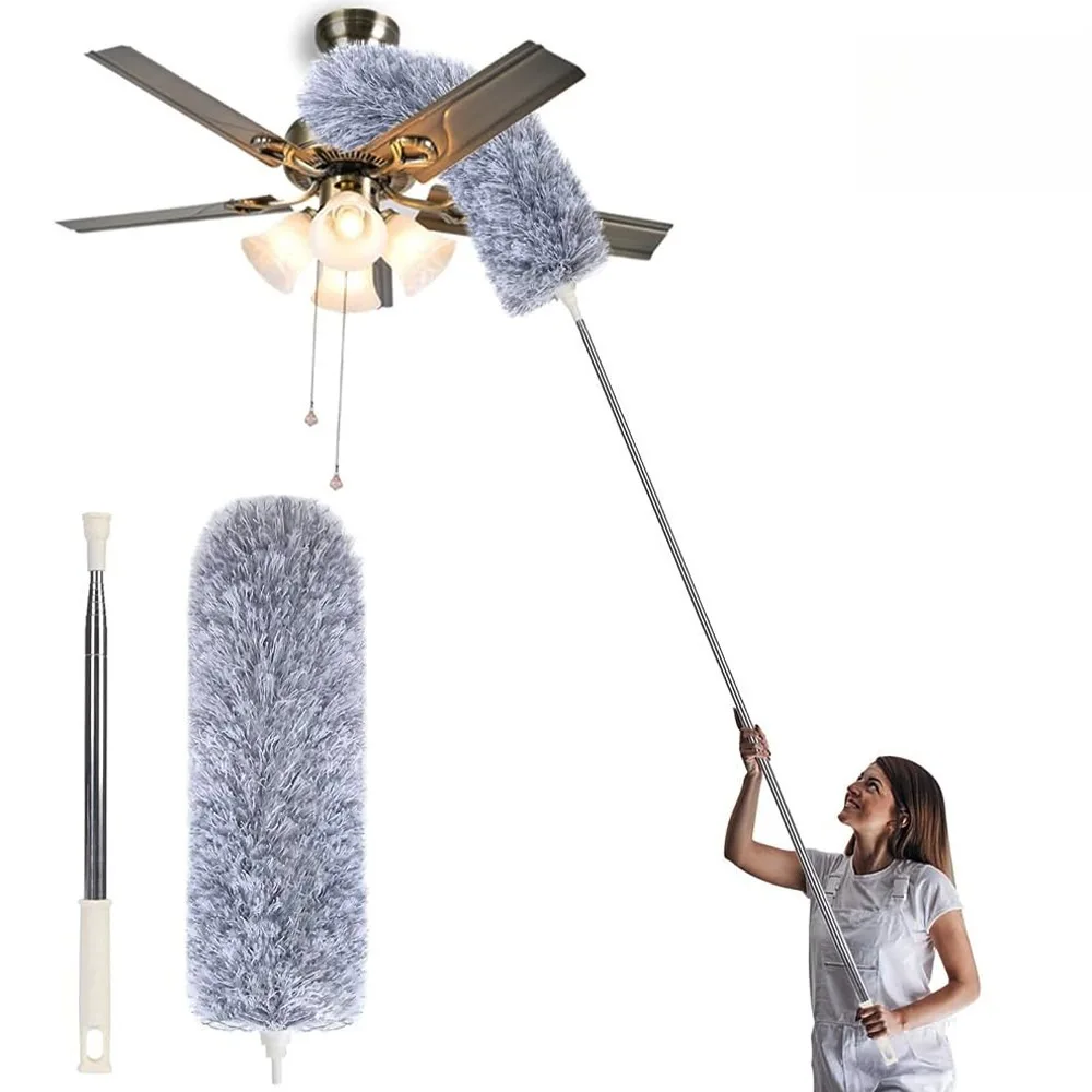 Espanador Extensível Ajustável Alcance 280cm para Limpar Ventilador de Teto Cantos e Lugares Altos