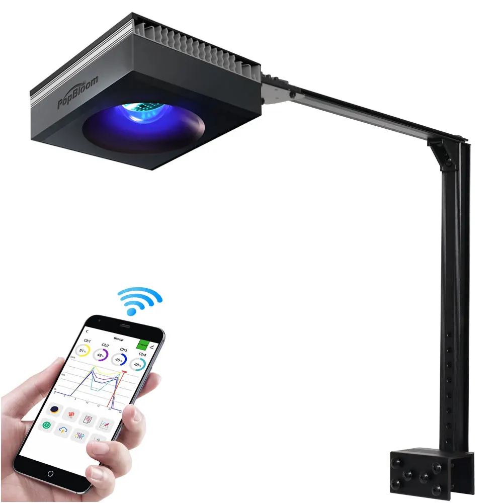 PopBloom RL90 Full Spectrum WiFi Aquarium Light, Professional