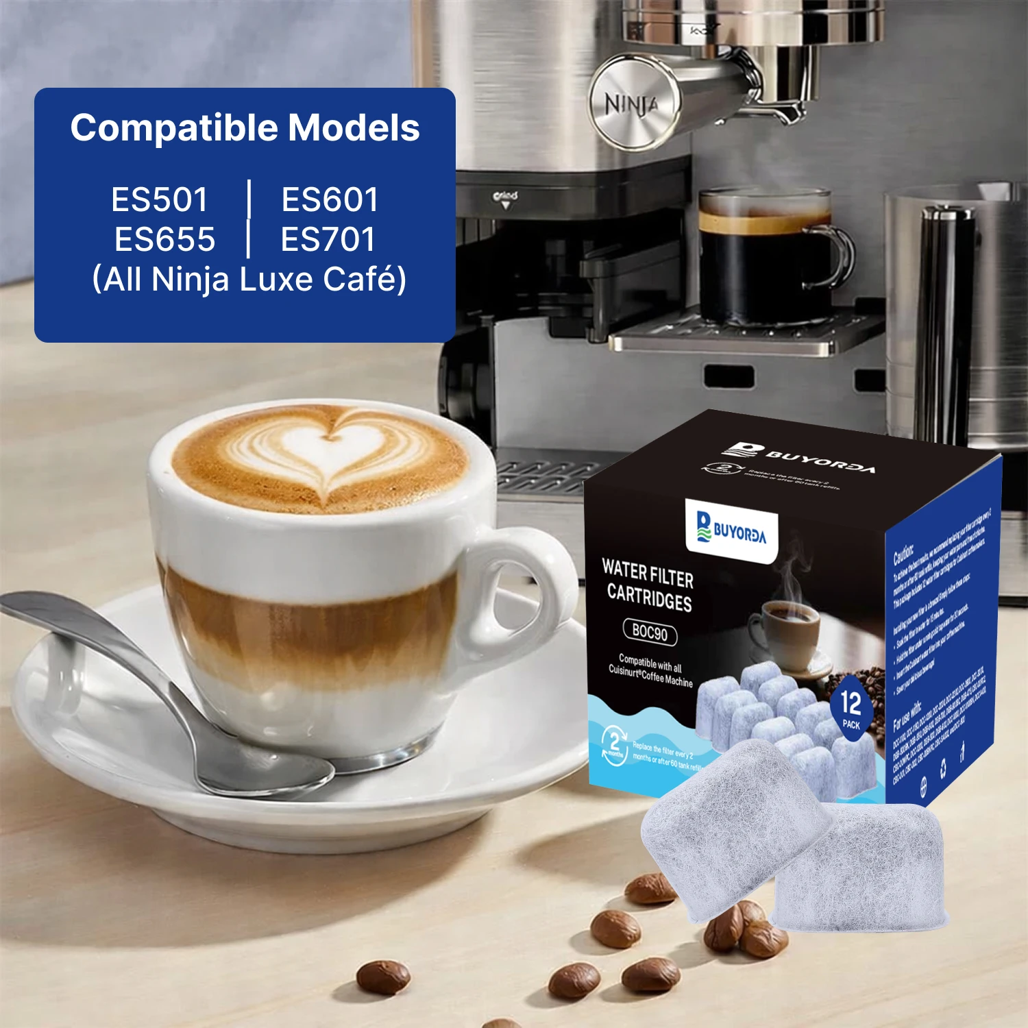 

Сменный угольный фильтр для кофемашин Ninja Luxe Cafe ES601, ES655, ES701, ES501, аксессуары для фильтрующего картриджа резервуара.