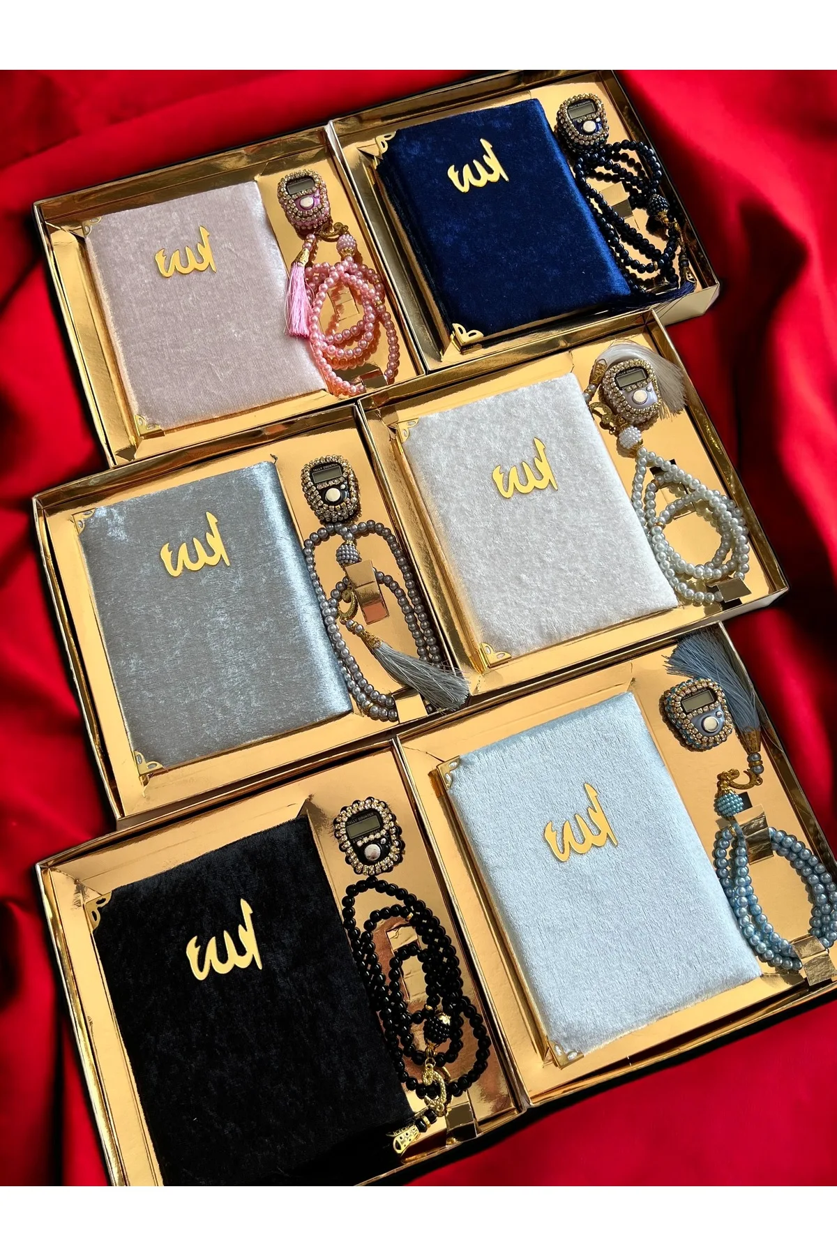 6 PCS Gift Dairiness Box Yasin Wallet Pearl Rosary and Stone Zikirmatic Set in Turkish/Arabic