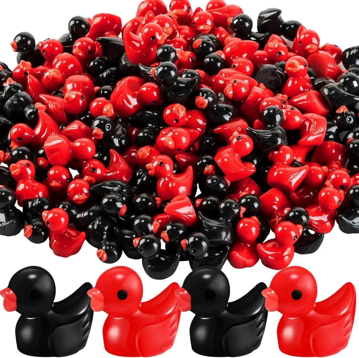 100/50pc petits canards rouge noir Mini figurines de canard en résine pour jouets de fête de remise des diplômes Aquarium ornement en pot breloques bricolage artisanat décor