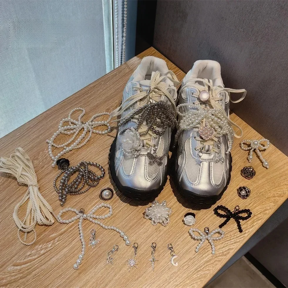 Breloques pour lacets de chaussures, 1 pièce, pour baskets, décorations, strass, gemme, boucle, perle, fleur, accessoires de chaussures, nouvelle collection