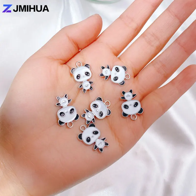 10 pz/lotto Cute Panda Charms smalto metallo frutta ciondoli animali per gioielli fai da te che fanno orecchini collane bracciali accessori