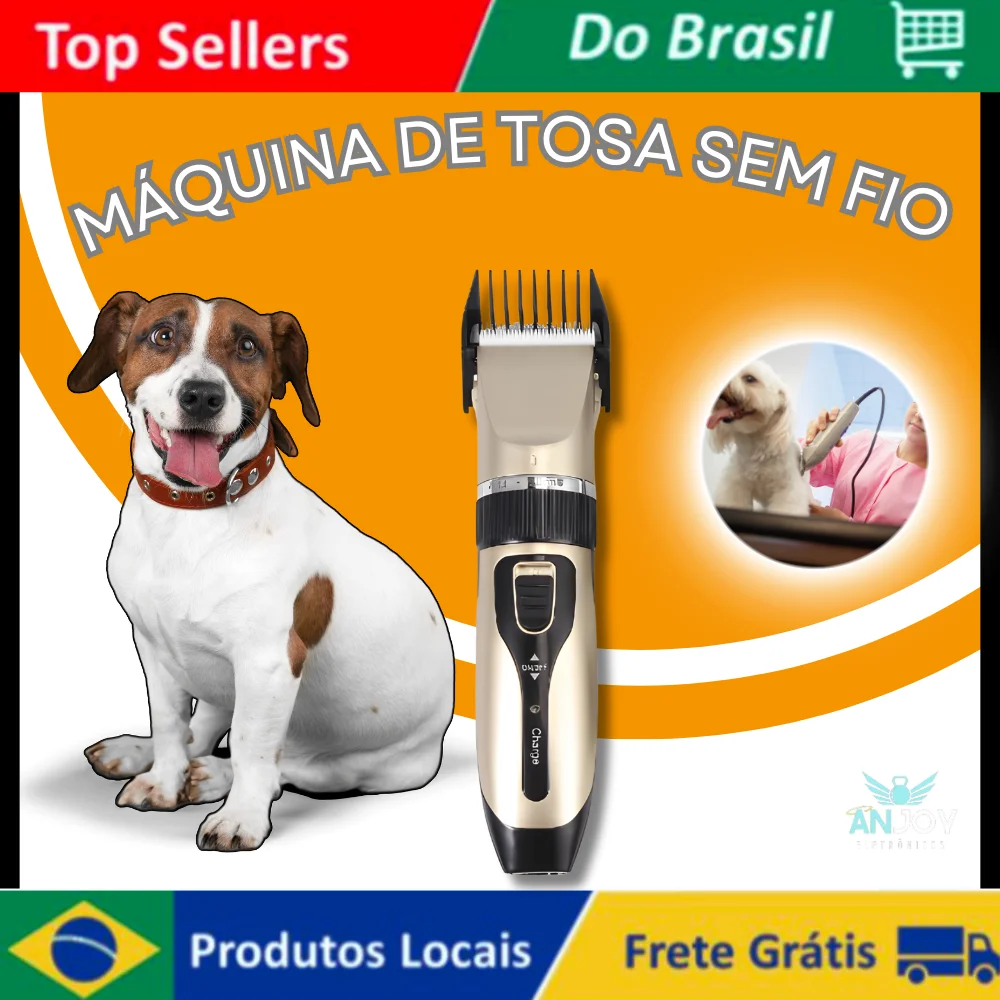 Máquina De Tosa Profissional Recarregável Cães Gatos Pet Cor Dourado