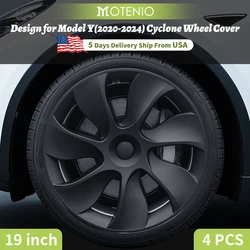 4PCS Wheel Cap Design For Tesla Model Y 2020-2024 19 Inch Right＆Left Hubcaps Cyclone Cover Wheel Cover Replacement Accessories