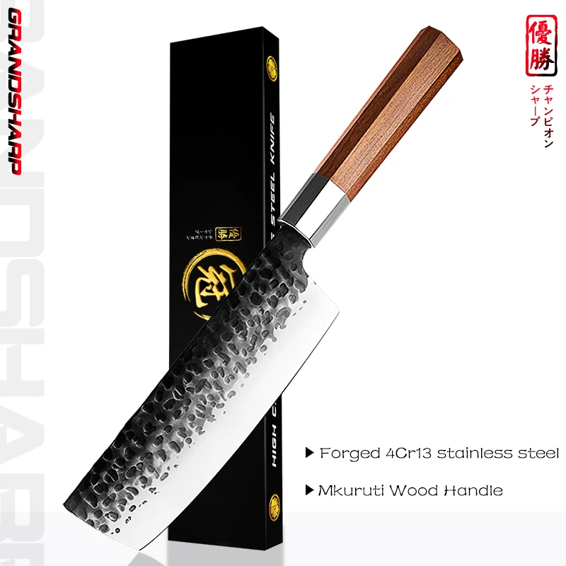 

Grandsharp Nakiri Knife 6.7 inch Handmade Kitchen Knives Japanese knife High Carbon Steel Chef's Cooking Tools Sushi Slicing NEW