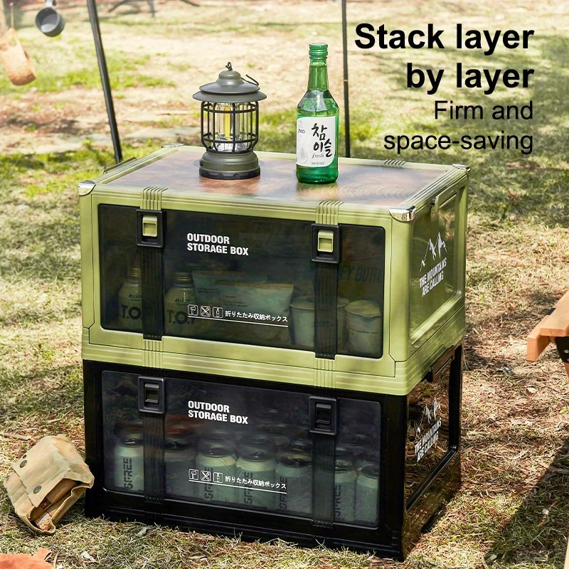 Uforu Scatola portaoggetti pieghevole per bagagliaio da campeggio - Scatola portaoggetti ispessita multistrato con coperchio, design portatile in plastica resistente,