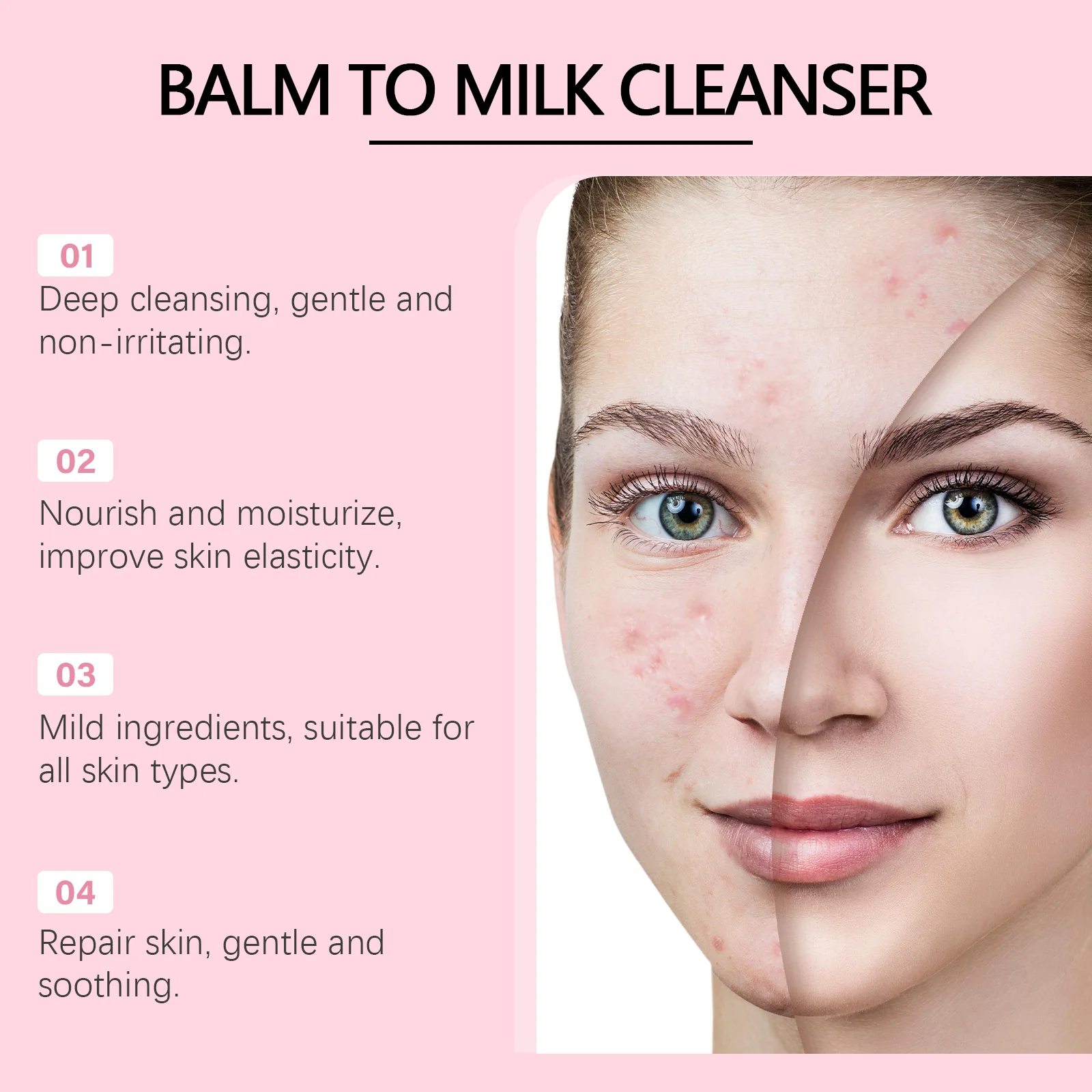 EELHOPE منظف الوجه ترطيب تنظيف لطيف المسام الأوساخ السيطرة على النفط لا ضيق غير مزعجة مهدئا منظف الوجه جل #3