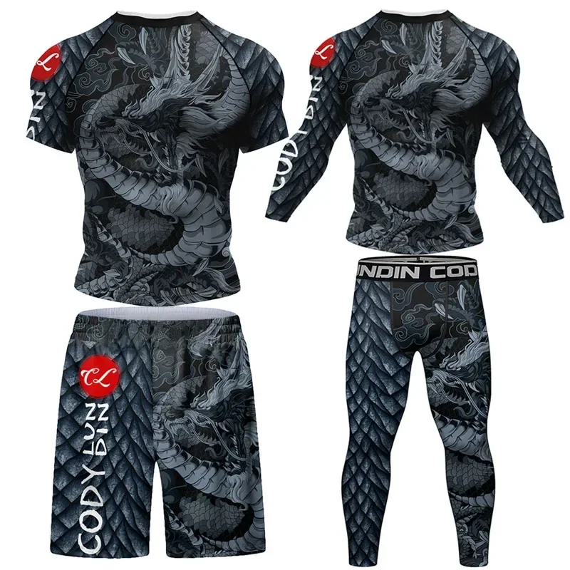 Mma Shorts Jiu Jitsu T-shirt pantalon ensembles Rashguard Bjj corps complet hommes femmes Compression maillots de boxe éruption garde vêtements costumes