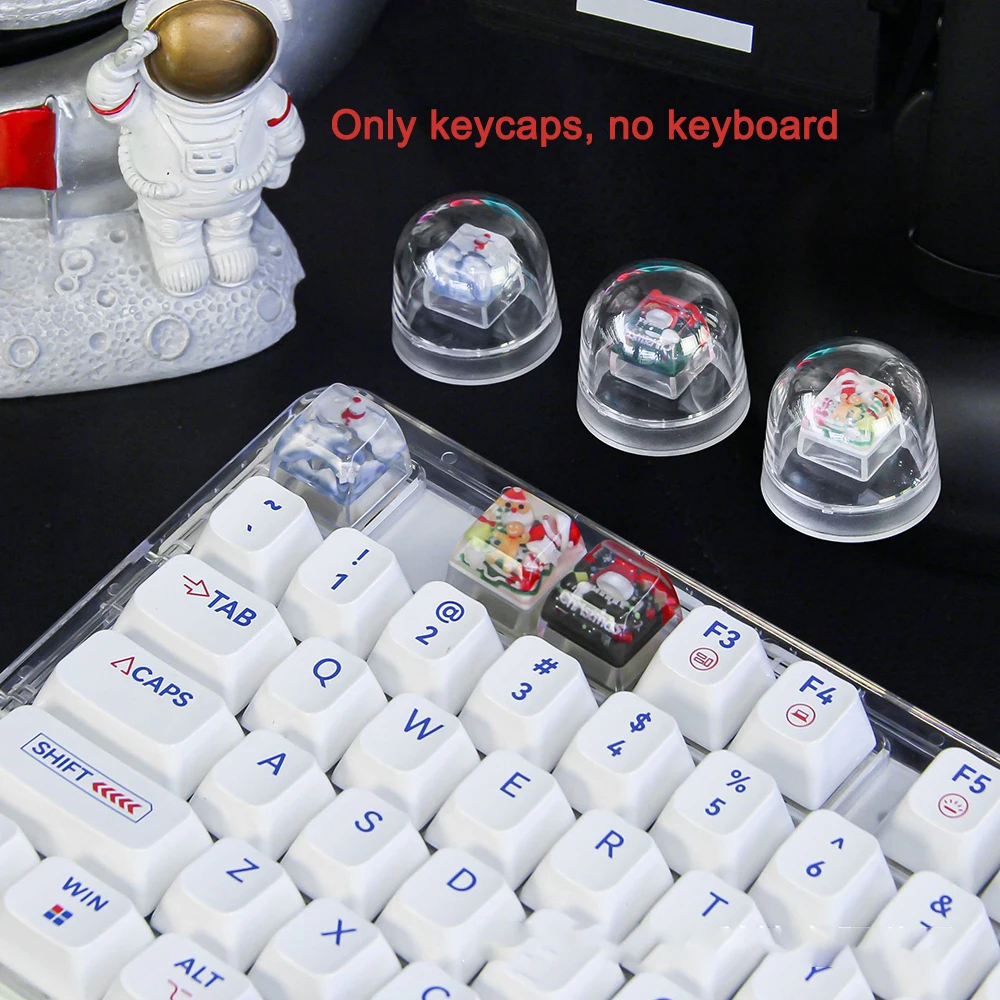 

Transparent Resin Keycap Handcrafted Christmas Theme Keycaps for Gamers Resin Keycap for Mechanical Keyboard Switches Keycaps