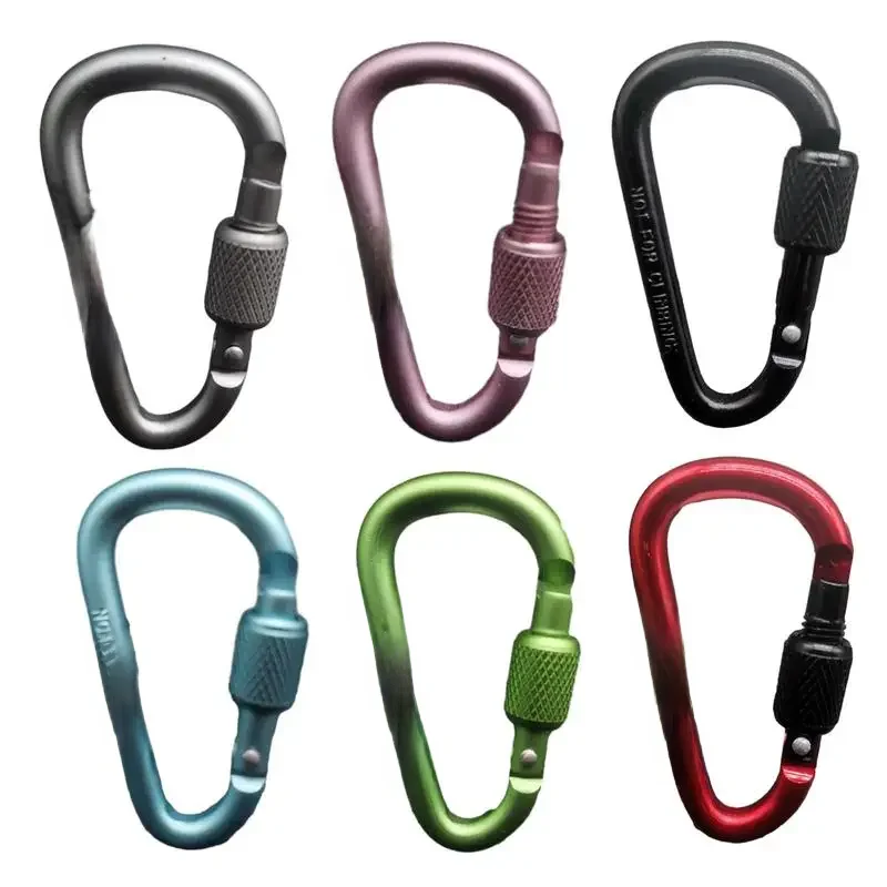 Mousqueton d'escalade en plein air en forme de D, tendeur de paracorde, clé JOréinitialisation, mousquetons en alliage d'aluminium, crochet d'alpinisme de camp，mousqueton escalade，accessoires