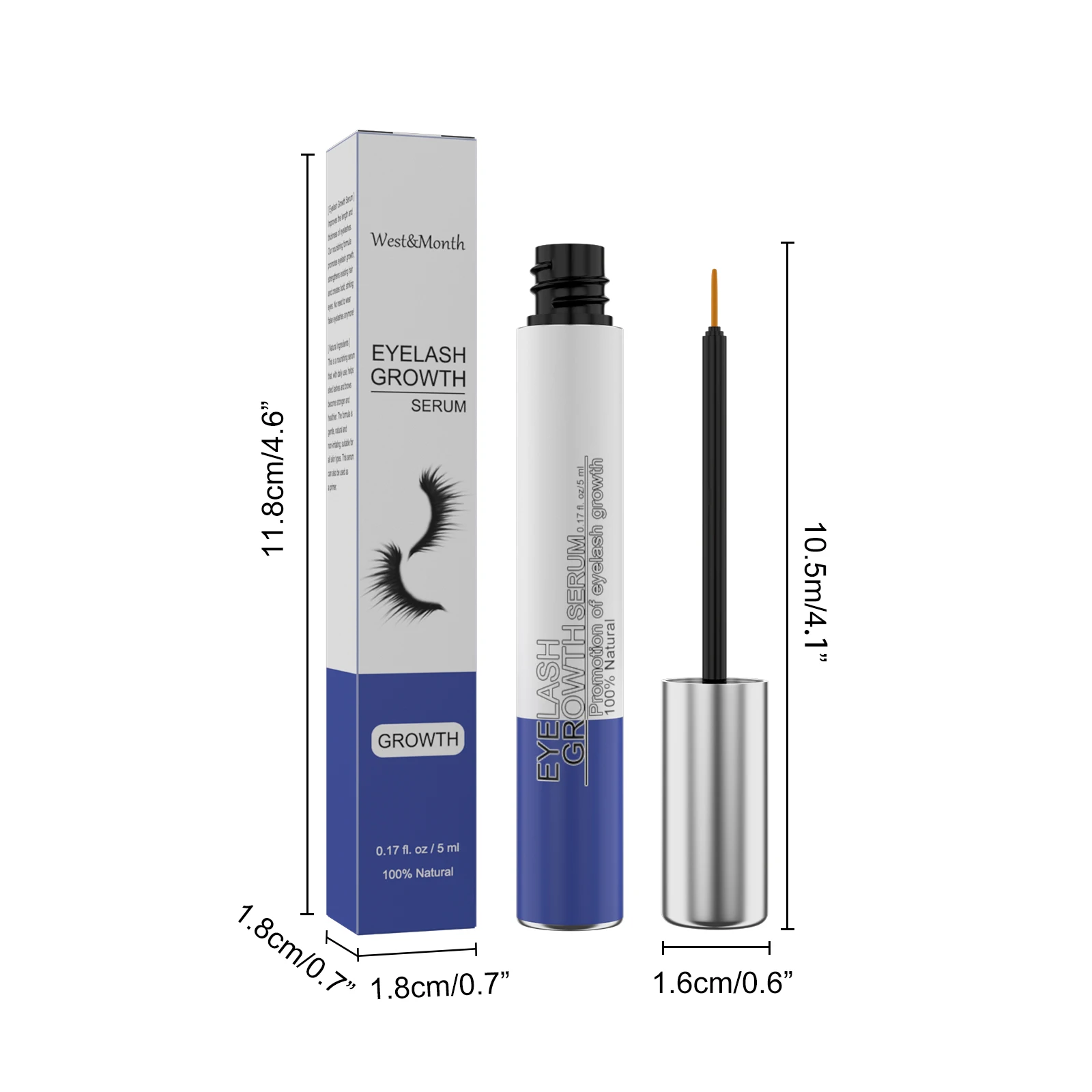 West&Month 5 ml Schnelles Wimpernwachstumsserum, feuchtigkeitsspendende Wurzel, natürliches Curling, Verbesserung, Verlängerung, Augenbrauen-Make-up, Wimpernverdick-Serum