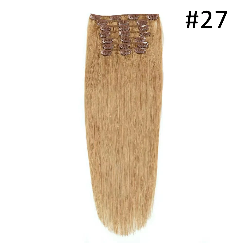 Extensión de cabello humano Real para mujer, postizo con Clip de doble trama, 24 pulgadas, 10 piezas, 160g