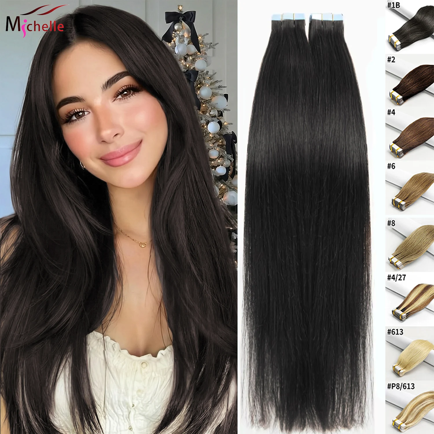 

Natural Color Straight Tape In Hair Extensions Human Hair Silk Seamless Invisible Tape In Extensions 20/40/60pcs Hair for Women