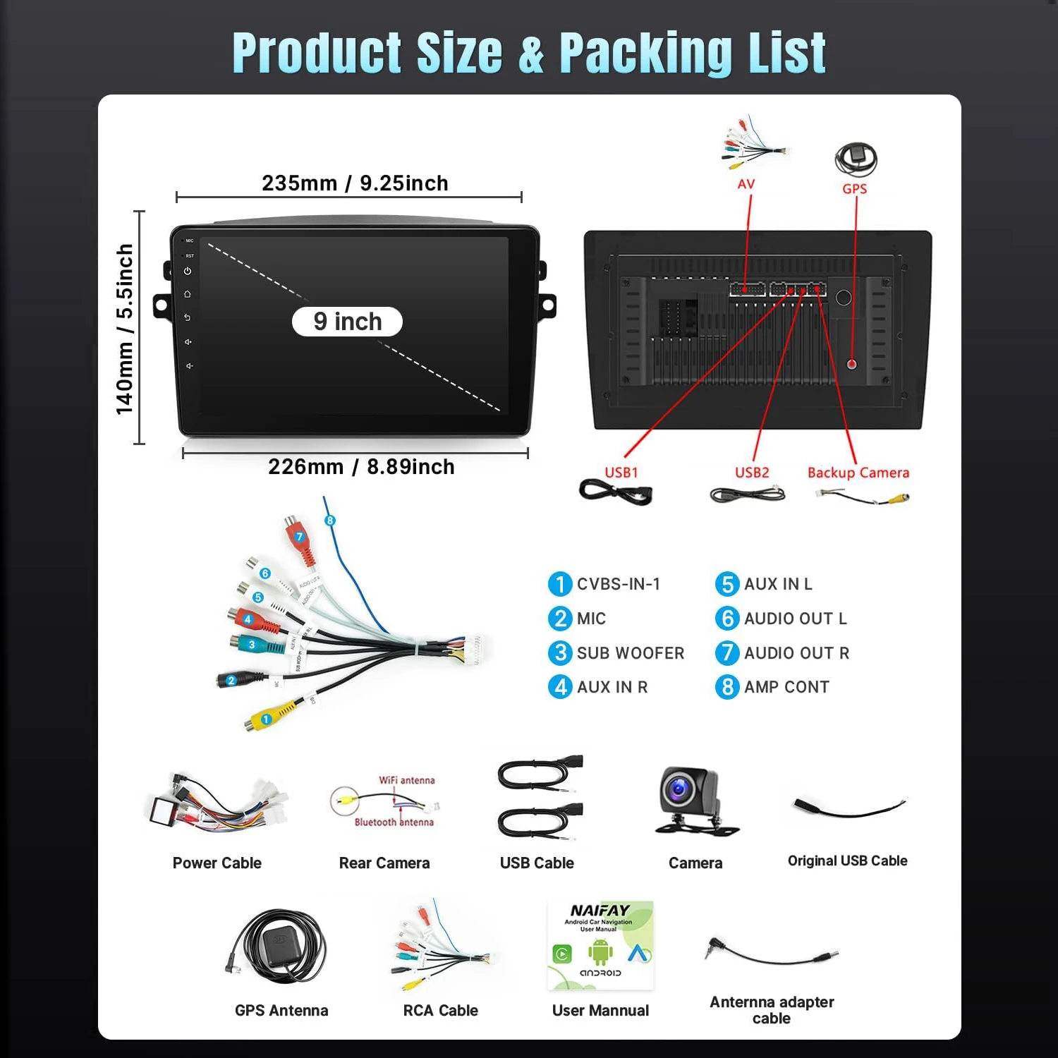 9 Inch Wireless Car Radio for Toyota Sienna 2004-2010 CarPlay Android Auto HD Touchscreen Car Stereo with Backup Camera GPS WIFI