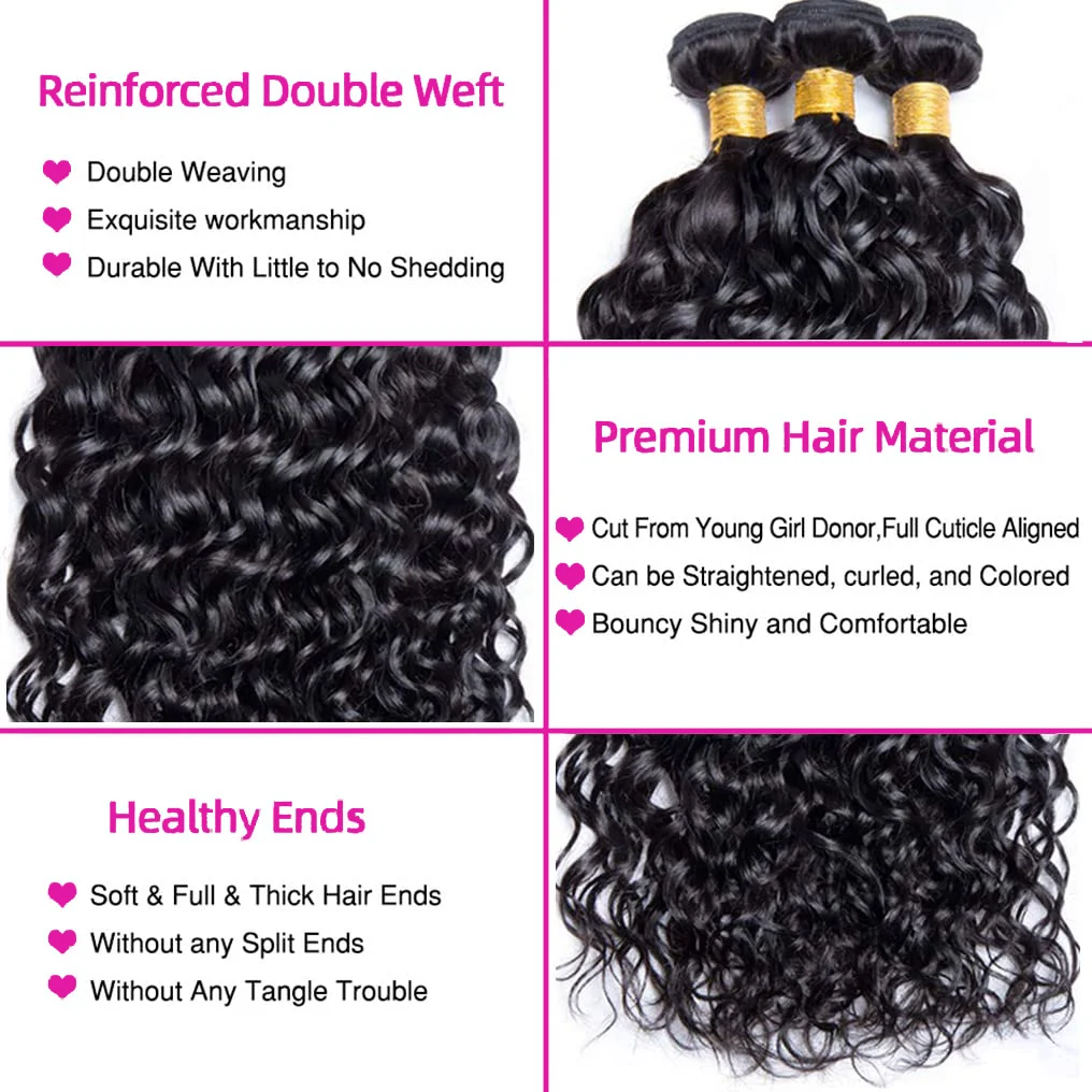 Extensiones de cabello humano rizado de onda profunda, 30 pulgadas, Remy, virgen sin procesar, 100% cabello humano, extensiones de ondas de agua, 3 y 4 extensiones