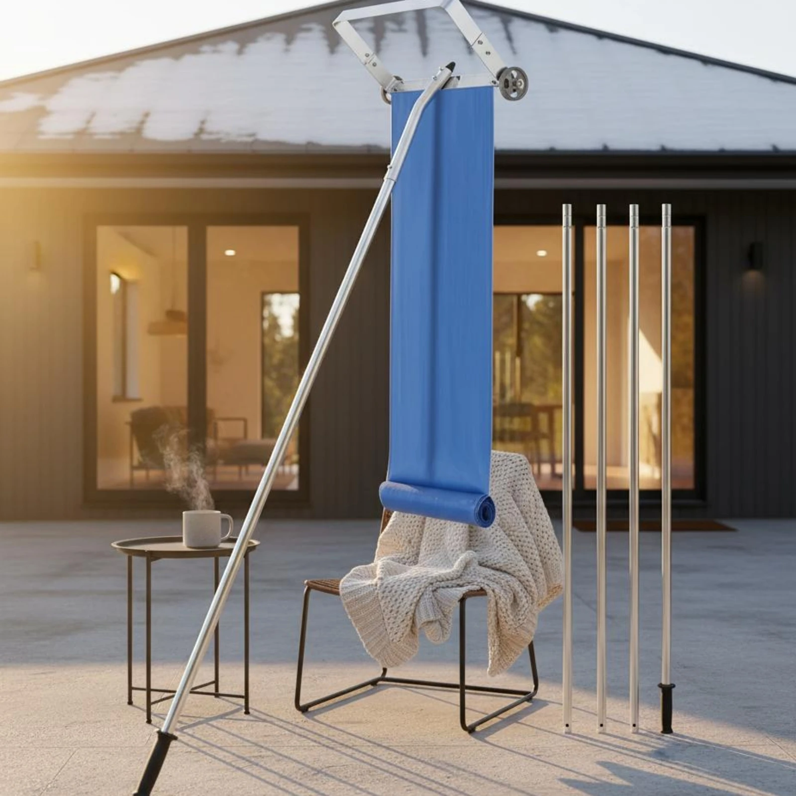 Roof Winter Precipitation Rake Lightweight Aluminum Winter Precipitation Roof Rake No Ladder Needed Safe Ground-Level Use