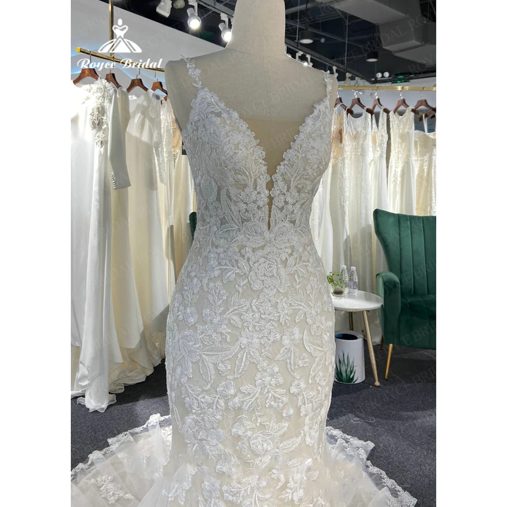 Elegante Spaghetti träger Meerjungfrau Brautkleid Boho Strand Brautkleid Spitze einfache Brautkleid Brautkleid Robe Ehe