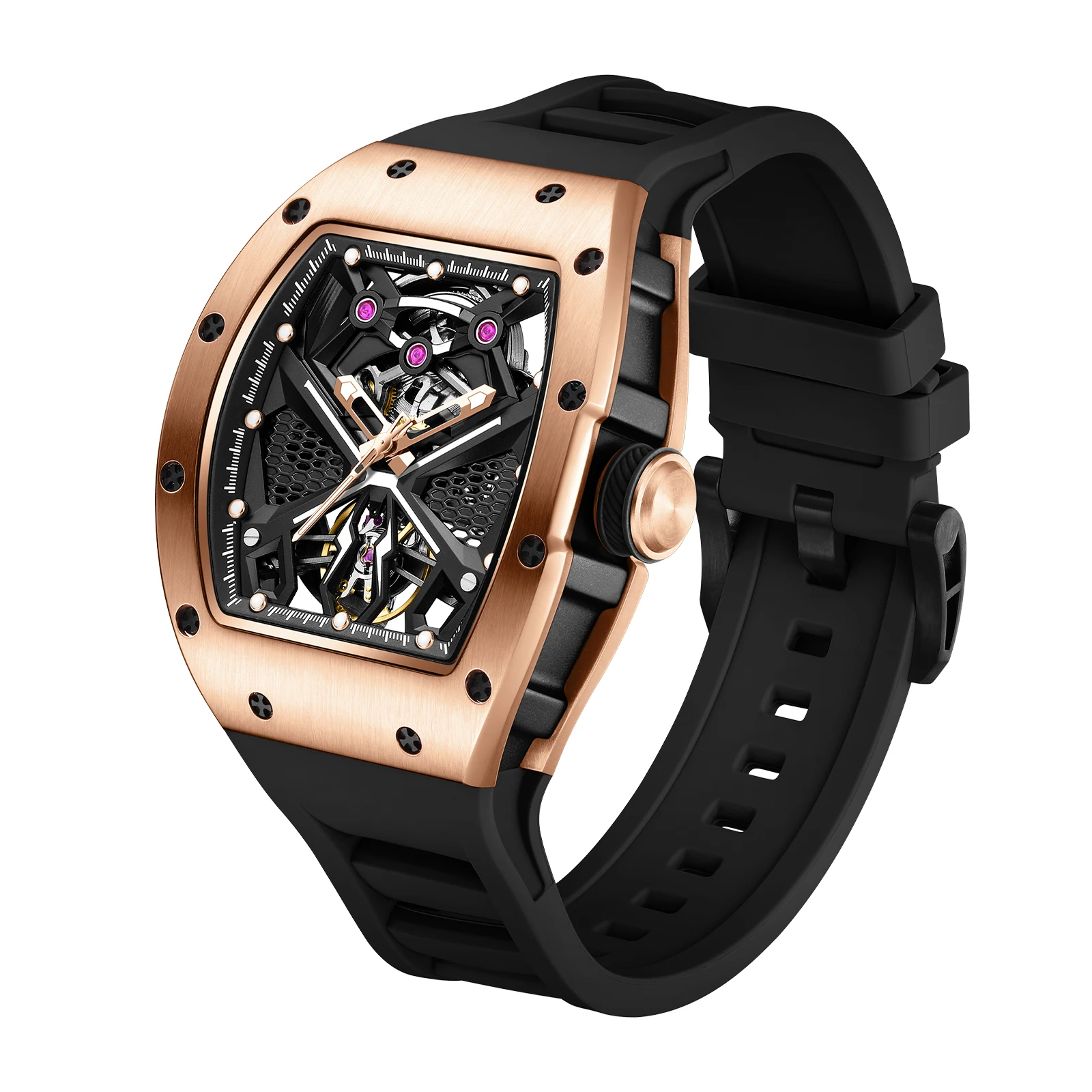 ساعات أوتوماتيكية فاخرة للرجال سوار ساعة ميكانيكية إكسسوارات ريتشارد ستايل مقاوم للماء ساعة من الفولاذ المقاوم للصدأ Relogio