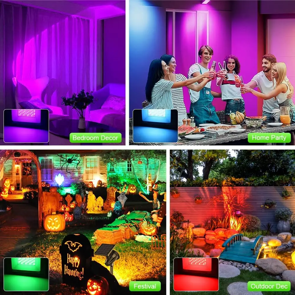 Pack of 2 RGB LED spotlights, Outdoor Color-Changing Adjustable Projector Ac712889b08e14c2bbbbf41f260ba0ae98