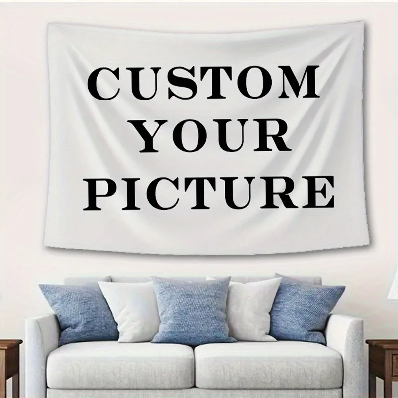 Custom Photo Background Tapestry - Polyester Party Tapestry with 'Customize Your Photo' Design, Perfect for Birthday Parties