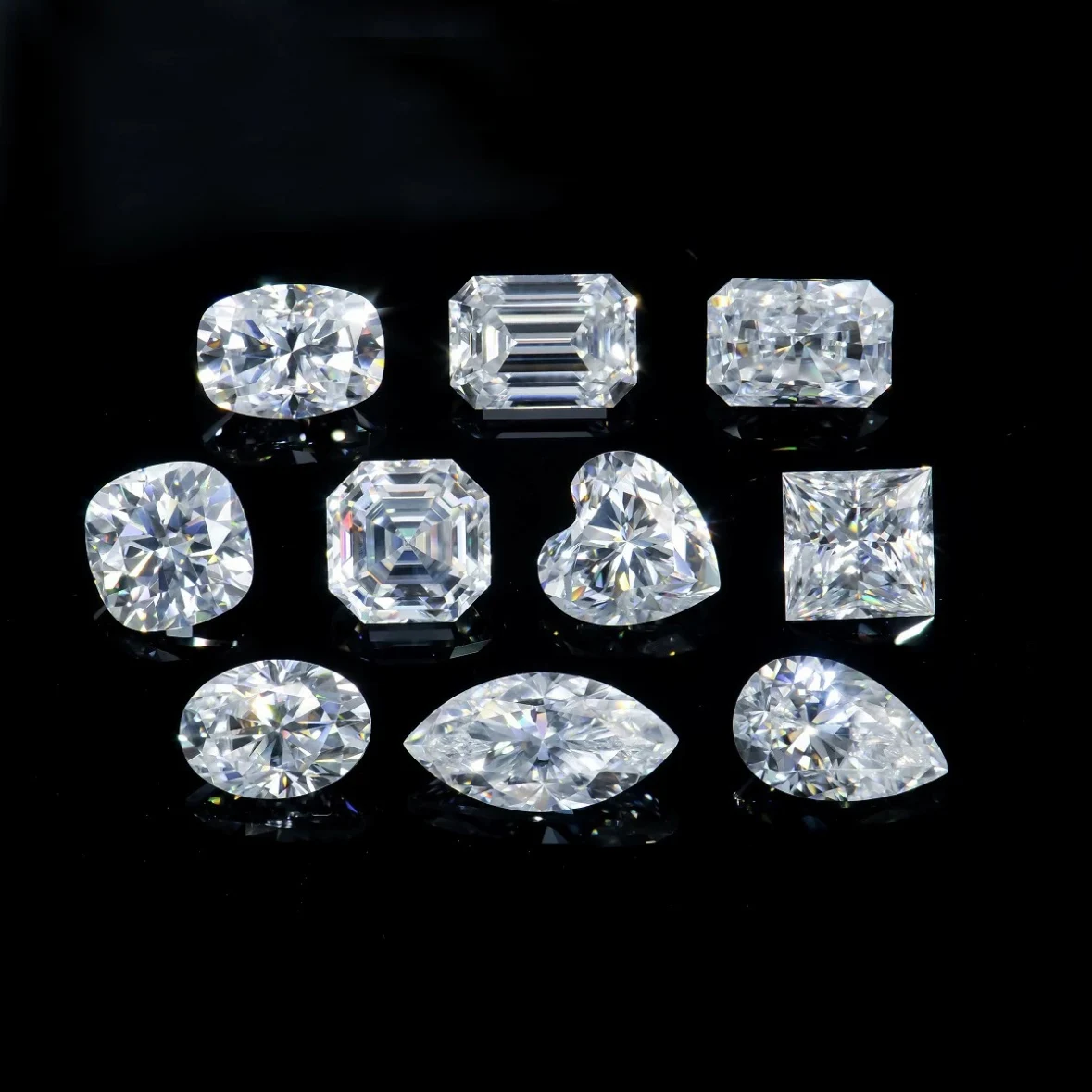 

High Quality D Color VVS Clear Moissanite Loose Stone Synthetic Gemstone Heart Round Making Earring Ring Fashion Trend