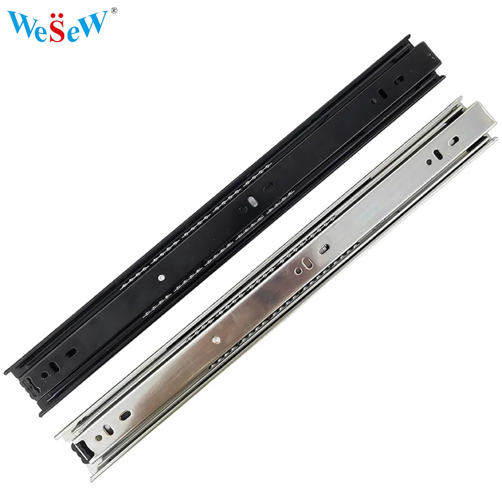 Custom 3 Section Thickened Drawer Slide, Soft Close Mute Damping Rail for RV Kitchen Bedroom Bathroom Hotel Furniture