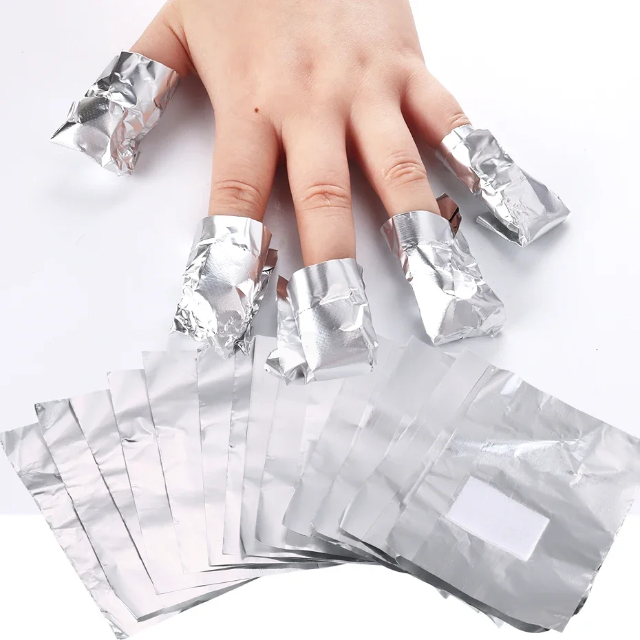Dissolvant d'enveloppes pour ongles en aluminium, 50/100 pièces, pour tremper le vernis Gel acrylique, nettoyage professionnel avec tampon en coton, outils de manucure