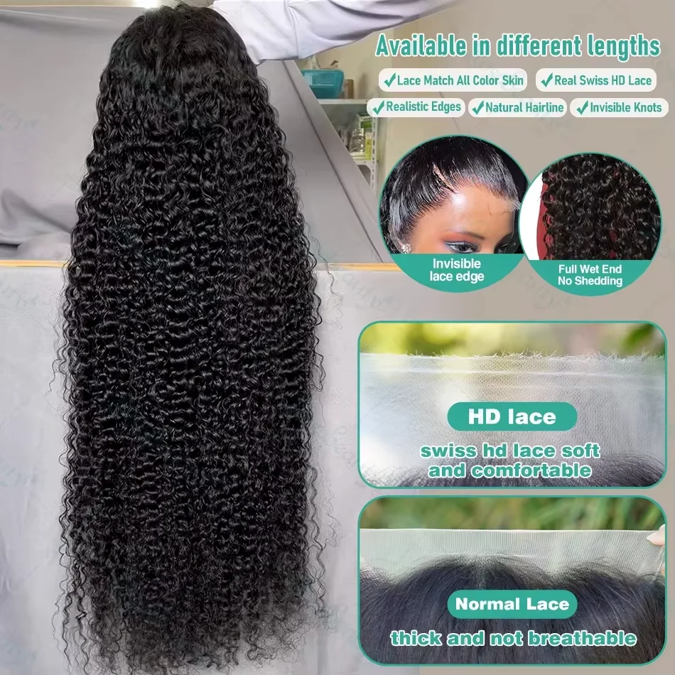 30 36 Inch 13x4 Hd Lace Frontal Wig Water Loose Deep Wave Human Hair Wigs Brazilian Lace Front Wig Wate Wave Wigs 250 Density image 2