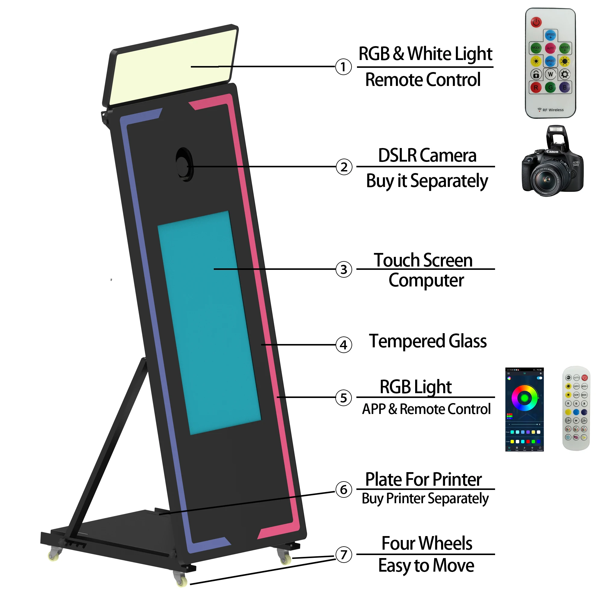 GO360BOOTH P63S 65” Magic Mirror Photo Booth - 32“ Touch Screen - Square Ring Light