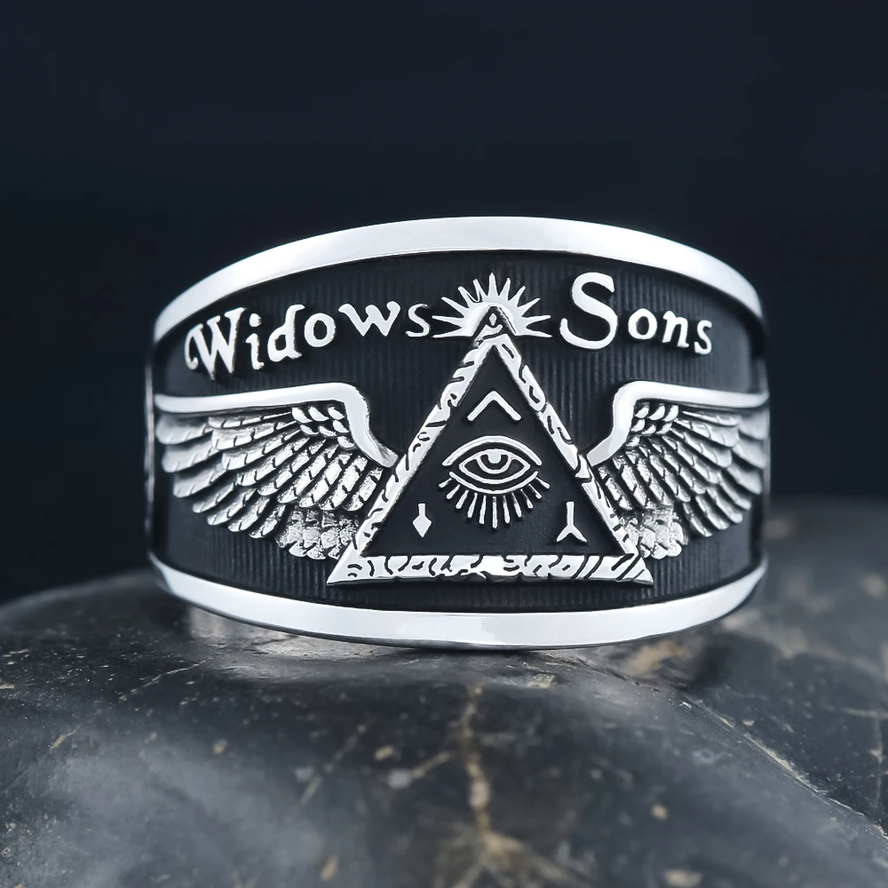 

Кольцо Widow's Sons Riders Bikers Freemasonry Masonic из стерлингового серебра