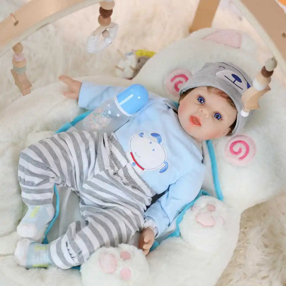Cloveray 24 inch Lifelike Reborn Baby Doll Cute Realistic Vinyl Doll Playing House Soothe Doll Classic Handmade Toy Kid Gift