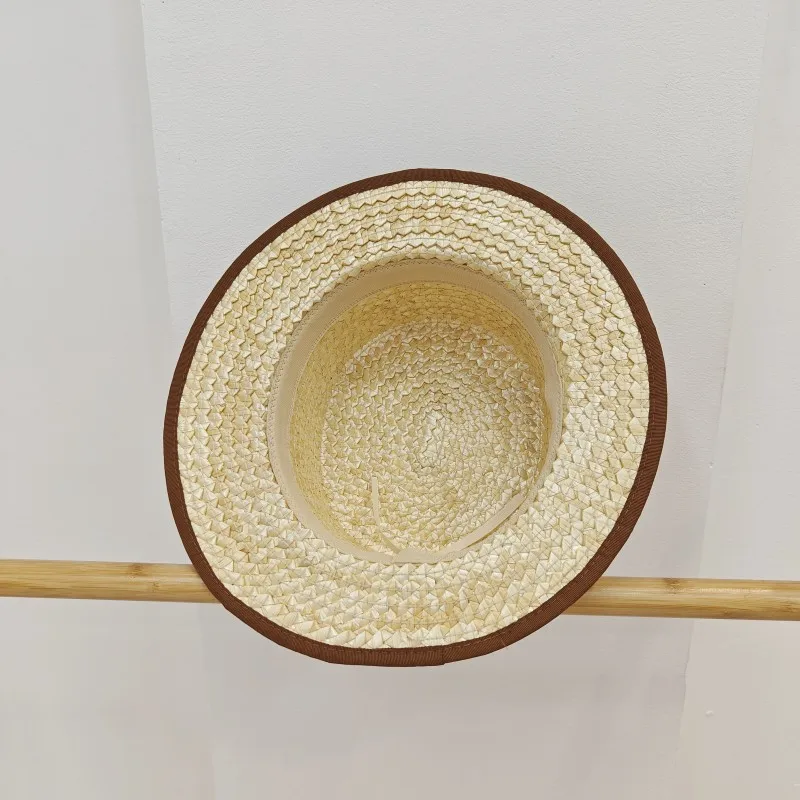 Women\'s Summer Hat Wide Brim Woven Straw Hat Flat Top Canotier Hat Boater Hat Beach Hats Ladies Travel Holiday Casual Sun Hats
