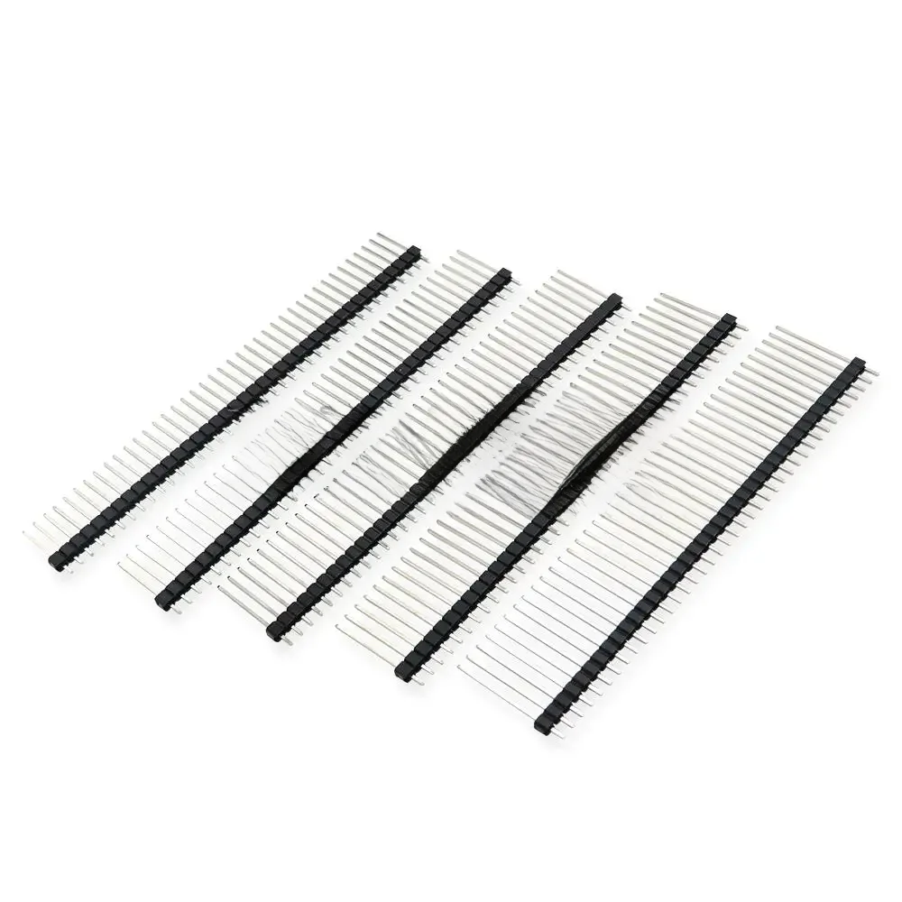 Connecteur mâle à une rangée de 40 broches, 2.54mm, 5 pièces, en-tête de broche de carte PCB longue 15MM 17MM 19MM 21MM 23MM 25MM, bande Pinheader 40P