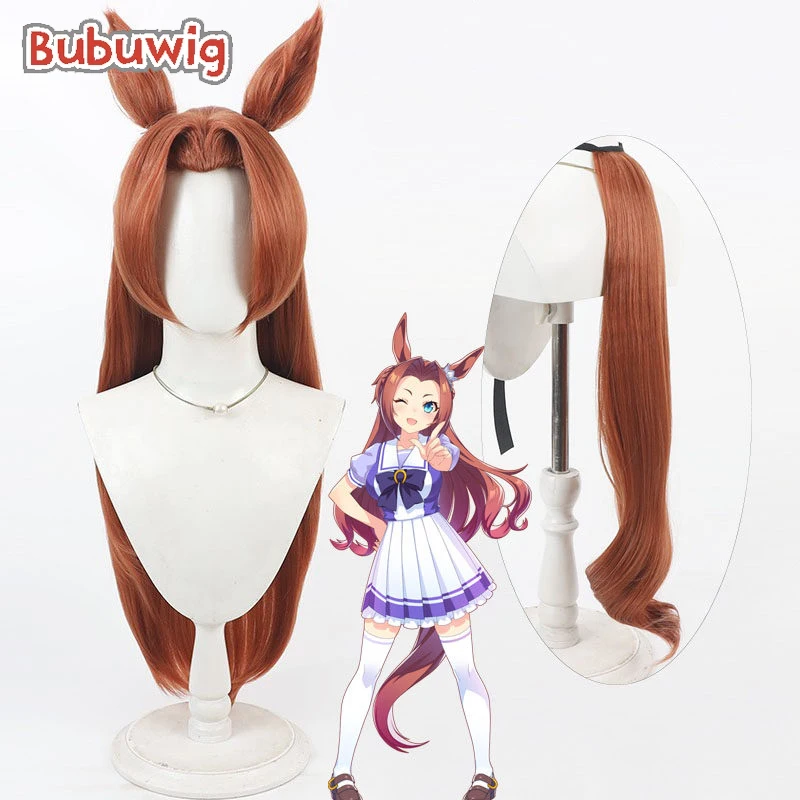 

Синтетические парики Bubuwig для косплея принцессы Каваками с ушками Uma musume: Pretty Derby, 90 см, оранжево-коричневый парик, термостойкий